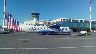 A Sky Express ATR 72 aircraft at Heraklion Airport