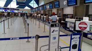 Tarom Airlines check-in area at Bucharest Airport