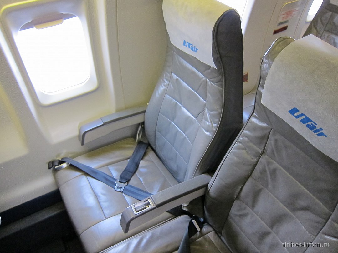 The passenger seats in the plane Bombardier CRJ-200 aircraft of the airline...