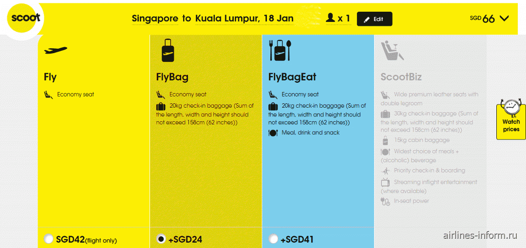 Scoot airlines check in cheap baggage charges